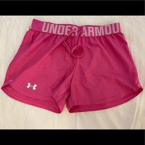 Pink under armour shorts